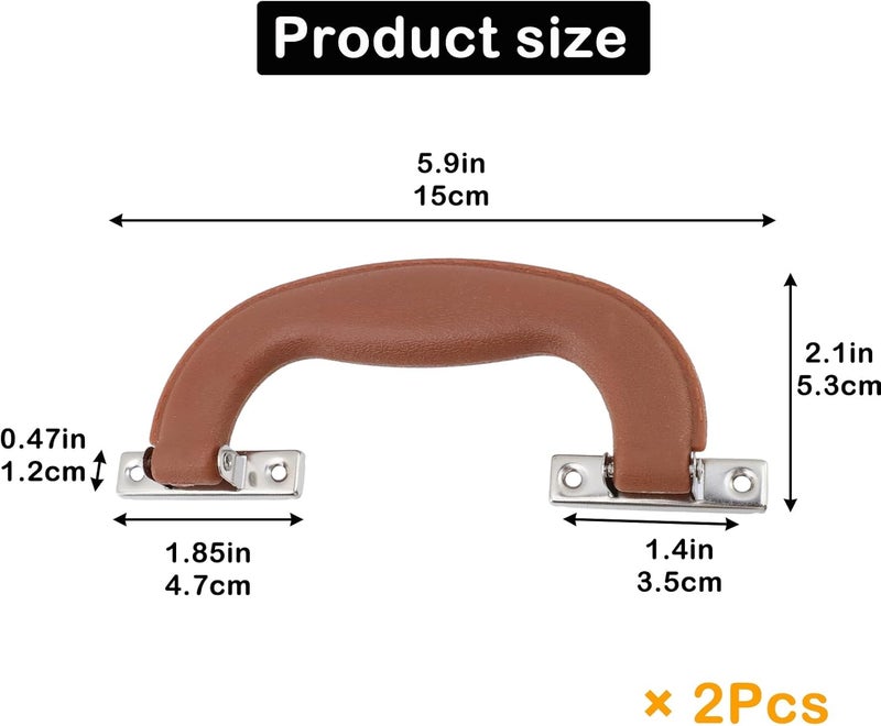 Geesatis 2 Pcs Luggage Handles Plastic Pull Handles for Suitcase Luggage Trunk Guitar Musical Box Handles Accessories, with Mounting Screw,Brown Red,5.9inch Length - Image 2